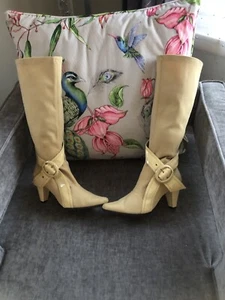 Boots Vintage Y2K Bellini RachelTaupe Urethane & Patent Leather Calf High Size 9 - Picture 1 of 16