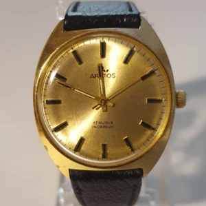 Vintage Men's Watch "ARCTOS" Gold 34mm Mechanical 17j Durowe Manufacture INT700 - Picture 1 of 21