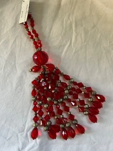Beaded Tassel 10” Ornament by Midwest Seasons Cannon Falls Red Crystal Look - Picture 1 of 5
