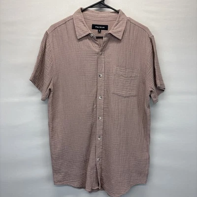 Camisa PacSun Para Hombres S Algodón Gauzy Abotonada Cuello de Campamento 100% Algodón Foto 1 de 4