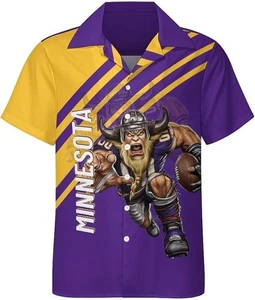 Herren Fußball Shirt City Mascots Cuban Neck Shirt Minnesota Vikings XL NEU - Bild 1 von 4