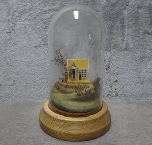 De Colección Cúpula de Vidrio Cloche Diorama Base de Madera Rústica Mini Casa Hecha a Mano 8.5 X 5.5 pulgadas - Imagen 1 de 14