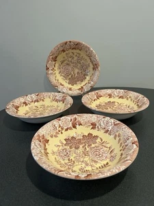 Spode Garden Collection Jasmine Cereal/Pasta Bowls Yellow Tan Brown Set Of 4 - Picture 1 of 9