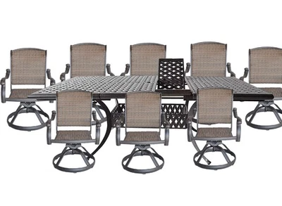 Patio outdoor dining 9pc set with All swivel rockers chairs and extendable table - Image 1 of 4
