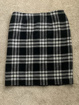 Talbots 14W Black and White Wool Plaid Pencil Skirt NWT - Image 1 of 4