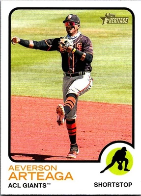 2022 Topps Heritage Minor League Edition - Aeverson Arteaga #58 (RC) - Image 1 of 2