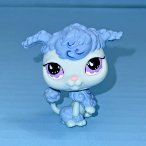 Littlest Pet Shop Blue Poodle Puppy Dog w/ Purple Flower Eyes #591 - Picture 1 of 5