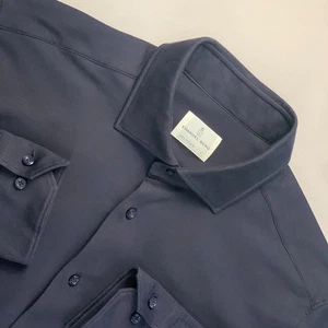 EMANUEL BERG Shirt Mens Long Sleeve Button Up 4Flex Stretch Navy Blue L 16.5" - Bild 1 von 13