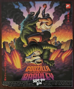 Pubblicità Nike Godzilla Vs. Barkley 1992 stampa vintage battaglia del secolo - Foto 1 di 2