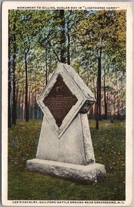 1921 Greensboro, NC Postcard GUILFORD BATTLE GROUND / Bugler Boy Monument - Picture 1 of 2