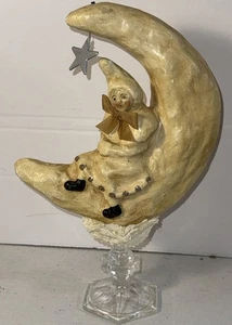FIGURA LUNA NAVIDAD INVIERNO NICOL SAYRE 2004 DE COLECCIÓN SOBRE BASE DE CRISTAL 12 1/2" - Imagen 1 de 7