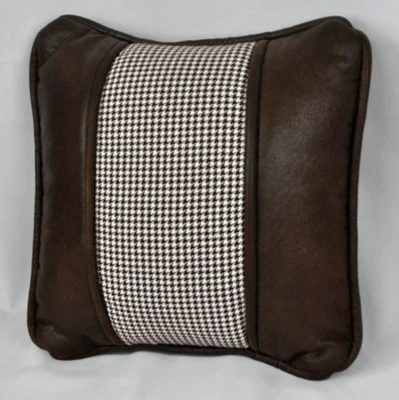 Almohada hecha con Ralph Lauren Metropolitan Place pata de gallo marrón e imitación de cuero Foto 1 de 4