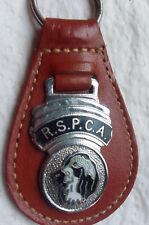 Vintage Keyring Brown Leather Look Quality R. S. P. C. A. Animals 