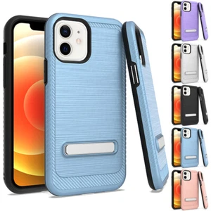 Custodia per iPhone 13 6.1" Carbonio Spazzolato Cavalletto Slim Protezione Cover+PryTool - Foto 1 di 5