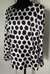 Women's H&M Navy Polka Dot Long-Sleeve Blouse Size 8 - Picture 1 of 10