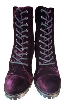Botas con cordones de terciopelo púrpura Report Signature Foto 1 de 4