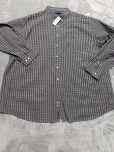 US POLO ASSN Herren 4XLT Big Tall grau blau kariert Knopf rot Pony Relaxed Hemd - Bild 1 von 9
