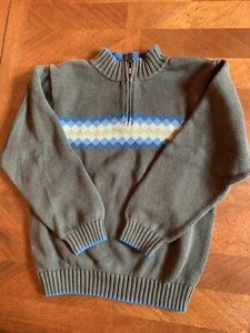 Gymboree Boys 1/4 Zip Cotton Pullover Sweater Size 8 Diamond Pattern Olive Green - Picture 1 of 6