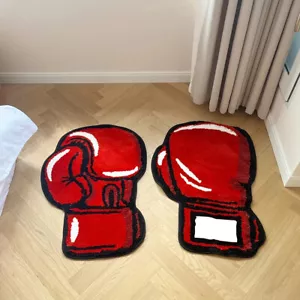 77X54 CM rote Boxhandschuhe getuftet maßgefertigte Teppiche/Teppich weich, rutschfest, flauschig - Bild 1 von 9
