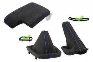 SCHALTSACK HANDBREMSSACK + RAHMEN ARMLEHNE FUR BMW E46 ALCANTARA NAHT M - Afbeelding 1 van 3