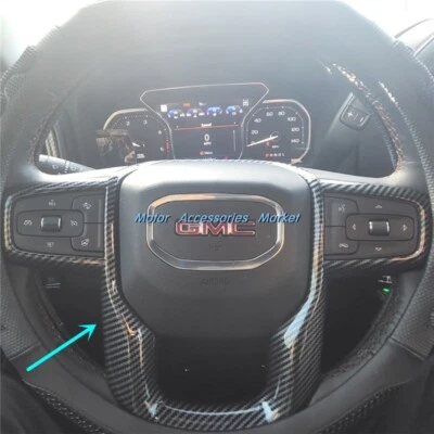 Carbon Fiber Style Steering Wheel Cover Trim For GMC Yukon XL Sierra 1500 2500HD - Image 1 of 4