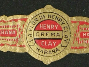 322cRt-VITOLA-Cigar Band-Marca HENRY CLAY, LA FLOR DE HENRY CLAY, CREMA, H. - Picture 1 of 3