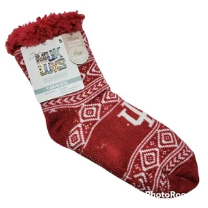 Muk Luks Slipper Socks Indiana University Small Women Sz 6-8 Mens 5-7 Unisex NEW - Picture 1 of 11