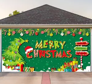 8x16 FT Merry Grinchmas Outdoor Garage Banner Xmas Grinch Holiday Backdrop Decor - Picture 1 of 6