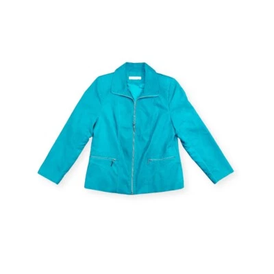 Allison Daley Petite Womens Suede Green Jacket 6P - Image 1 of 3