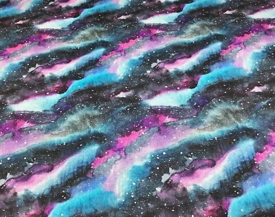 LITTLE JOHNNY Watercolour Galaxy /Space/ universe 100% Cotton Fabric Fat Quarter 50 x 50cm
