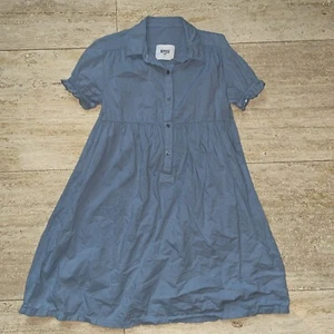 Repose AMS Girl Blue Collared Organic Cotton Dress Size 6 - Picture 1 of 7