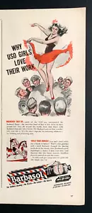 1945 Barbasol Beard Softener Print Ad 13in x5in WWII USO Girls Love Their Work - Picture 1 of 1