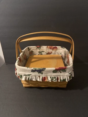Longaberger Cake Basket  w/ Riser, 2 swing handles & Liner & Protector 1998 Cover
