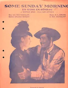 Errol Flynn & Alexis Smith SOME SUNDAY MORNING rare Swedish Sheet Music - Picture 1 of 3
