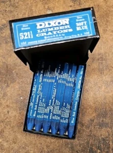 12 Vintage Dixon Lumber Crayons Soft Blue Pencils Full Box NEW Old Stock - Picture 1 of 3