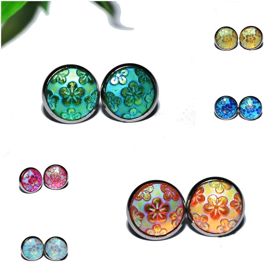 FARBENFROHE OHRSTECKER +++ AUSWAHL +++ EDELSTAHL Ohrringe silber 12mm - Bild 1 von 1