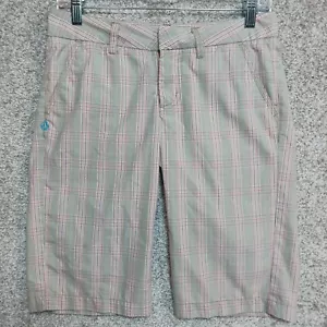 Volcom Shorts Womens Size 1 Pink Plaid Slash Pockets Bermuda Travel - Picture 1 of 13