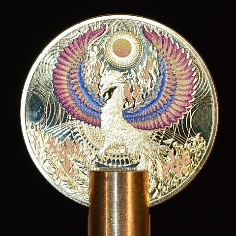 PHOENIX ZODIAC GOLD PLATED COIN LAMP FINIAL Cover