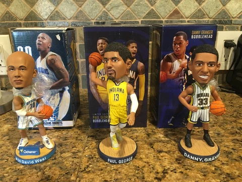 Indiana Pacers & Hornets Bobblehead SGA Lot. George, Granger & West Cover