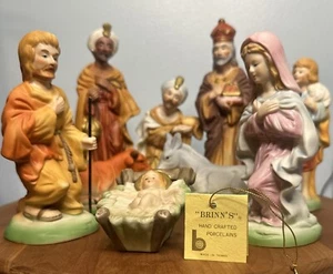 Vintage 9 pc Brinns Nativity Set Fine Porcelain No Box - Picture 1 of 9