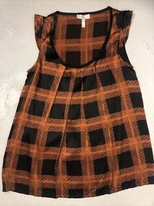 JOIE Black Rust Orange Silk Top Sz XS - Picture 1 of 6