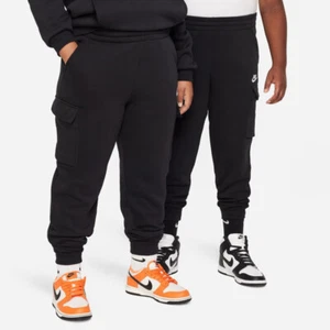 YOUTH UNISEX NIKE SPORTSWEAR FLEECE CARGO PANTS EXTENDED SIZE FD3013-010-SIZE M+ - Picture 1 of 3