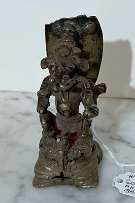 ANTIQUE 18th CENTURY HINDU BRONZE STATUE OF A SETATED LORD GANESHA - FROM INDIA - Image 1 of 4