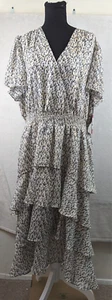 Vince Camuto Dress sz XL Sleigh All Day layered ruffles metallic print maxi 0300 - Picture 1 of 6
