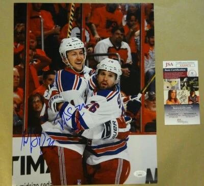 Autographed MARTIN ST LOUIS DEREK STEPAN Signed NY Rangers 11"x14" Photo JSA COA - Image 1 of 4