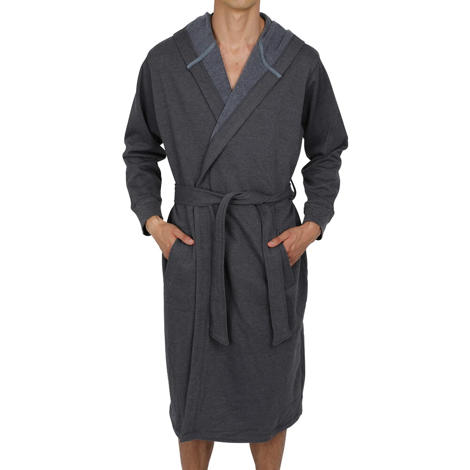 Bata con capucha de algodón para hombre-albornoz-gruesa (tela estilo sudadera) vendedor de EE. UU. Foto 1 de 3