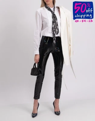 PVP €690 BALMAIN Pantalón Holográfico FR34 US2 UK6 XS Puños con Cremallera Recubiertos Elásticos Foto 1 de 4