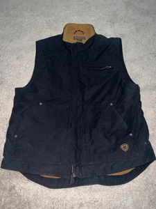 Ariat Men’s Vernon Softshell Vest Size Large Logo Brown Fleece Lined Logo Studs - Picture 1 of 5