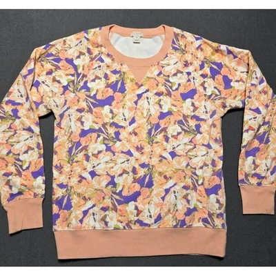 Moletom J Crew estampa floral gola redonda manga longa roxo pêssego - Imagem 1 de 4