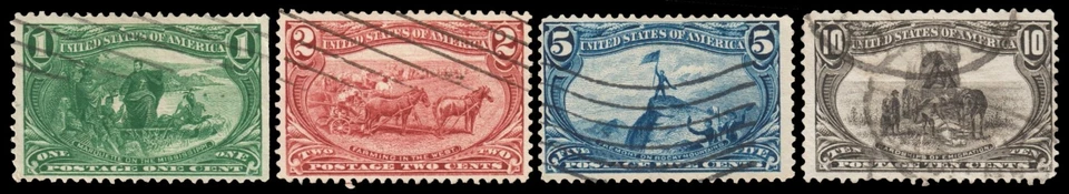 United States Scott 285, 286, 288, 290 (1898) Used F-VF, CV $59.75 J - Image 1 of 1